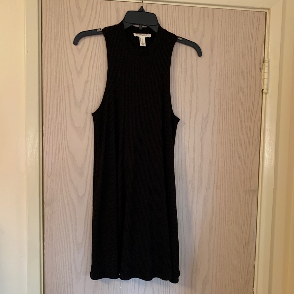 Forever 21 black mock neck ribbed tank dress